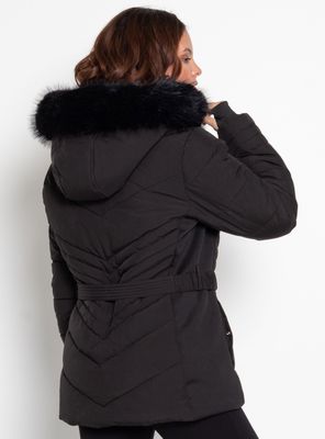 Imagen 2 del producto Parka Manga Larga Capucha Piel Sintética y Cinturón