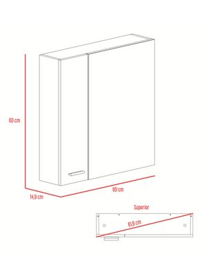 Imagen 2 del producto Botiquín 2 Puertas y Espejo Sines 60x60x14.9 cm Coñac