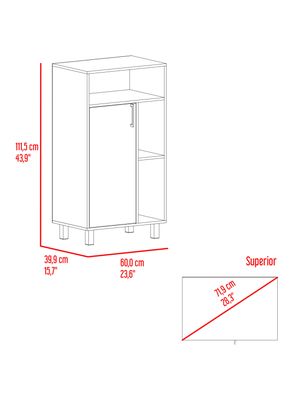 Imagen 2 del producto Biblioteca Baja 1 Puerta Bryce 111.5x60x39.9 cm Blanco y Fresno