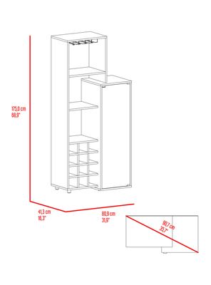 Imagen 2 del producto Bar 12 Botelleros Y Portacopas 1 Puerta De Vidrio Ozzy 175x80.9x41.3 cm Wengue y Milan