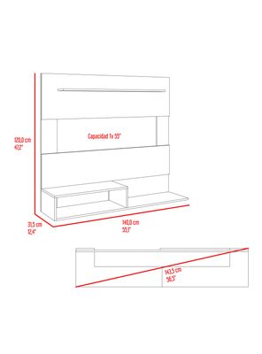 Imagen 2 del producto Panel TV 55'' Beijing 120x140x31.5 cm Bardolino y Blanco