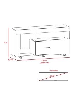 Imagen 2 del producto Rack TV 60'' 2 Puertas Tolon 70.0x136.2x37.8 cm Milan