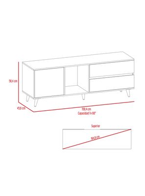 Imagen 2 del producto Rack Tv 60'' 1 Puerta 2 Cajones Acacia  58.4X158.4X45.6 cm Rovere y Blanco