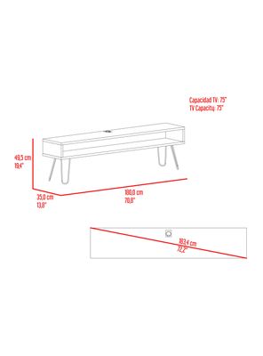 Imagen 2 del producto Rack TV 75'' Luft Delgado Pata Acero Alta 49.5x180x35 cm Miel