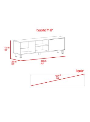 Imagen 2 del producto Rack Tv65'' 1 Puerta Tunez Plus 47.5x160x35 cm Nogal