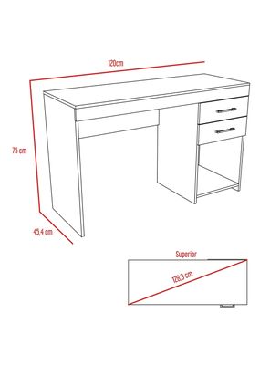 Imagen 2 del producto Escritorio Recto 2 Cajones Ibare 75x120x45.4 cm Milan