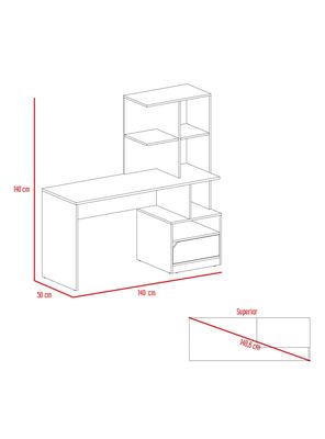 Imagen 2 del producto Escritorio Biblioteca 1 Puerta Alito 140.0x140.0x50.0 cm Blanco