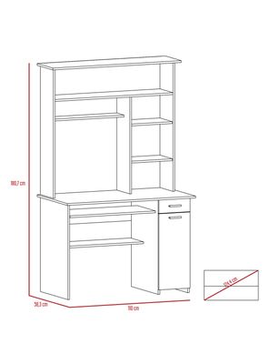 Imagen 2 del producto Escritorio Biblioteca 1 Puerta 1 Cajón 180 180.7x110x58.3 cm Ceniza