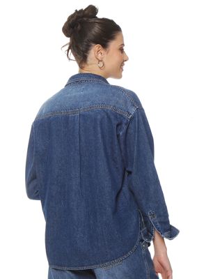 Imagen 2 del producto Blusa Denim Abotonada con Bolsillo