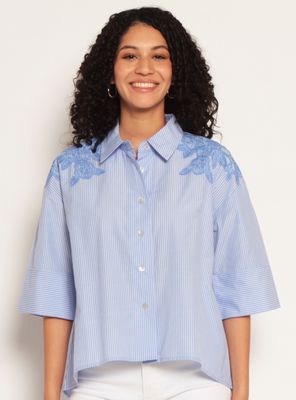 Imagen 1 del producto Blusa Listada Manga 3/4 con Bordado