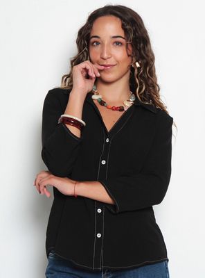 Imagen 1 del producto Blusa Manga 3/4 Abotonada en Delantero Escote V