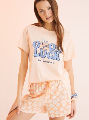 Pijama Corto Estampado Color Snoopy