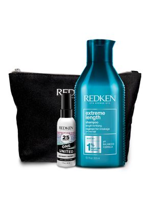 Imagen 1 del producto Set Fortalecedor de Cabello Quebradizo Shampoo Extreme Length 300 ml + One United 30 ml Redken