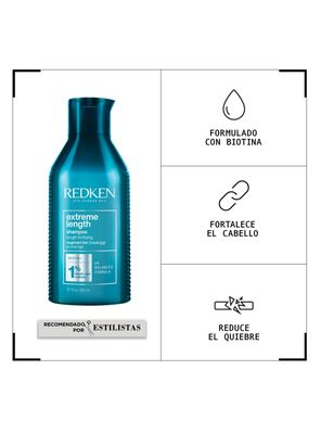 Imagen 2 del producto Set Fortalecedor de Cabello Quebradizo Shampoo Extreme Length 300 ml + One United 30 ml Redken