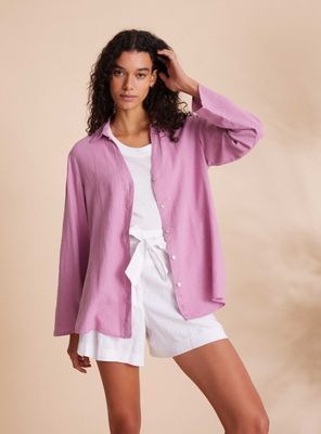 Blusa Manga Holgada con Botones y Escote