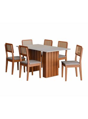 Imagen 1 del producto Juego Comedor Santiago 6 Sillas + Mesa Rectangular Blanco