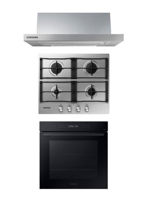 Imagen 1 del producto Kit Empotrable Campana 60 cm + Encimera a Gas 4 Quemadores Inox + Horno Eléctrico 76 Litros Wi-Fi