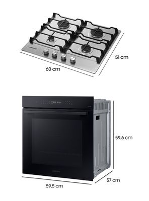 Imagen 2 del producto Kit Empotrable Encimera a Gas 4 Quemadores Gris + Horno Eléctrico 76 Litros Negro con Wi-Fi