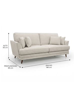 Imagen 2 del producto Sofá 3 Cuerpos Tailandia Lino Beige