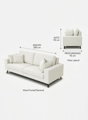 Imagen 2 del producto Sofá 3 Cuerpos Navarro Lino Beige