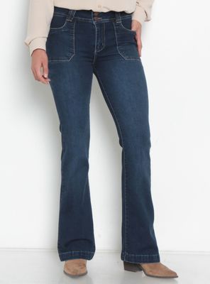 Imagen 1 del producto Jeans Cargo Flare Tiro Alto Pretina Media con 2 Botones