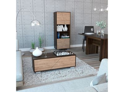 Imagen 2 del producto Combo Muebles Fraktal Habano Miel Biblioteca + Mesa Centro