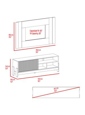 Imagen 2 del producto Estante TV 65'' Funcional 2 Piezas Odell + Panel Milan