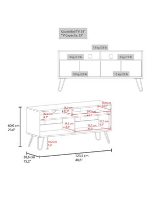 Imagen 2 del producto Rack TV 55'' 4 Puertas Vassel 60x123.5x38.6 cm Wengue y Cartagena