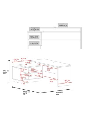 Imagen 2 del producto Escritorio En L 1 Puerta Office Avellana y Plomo