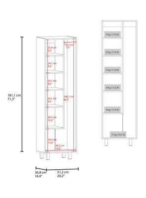 Imagen 2 del producto Mueble de Aseo 2 Puertas Nala 181.1x51.2x36.8 cm Cartagena