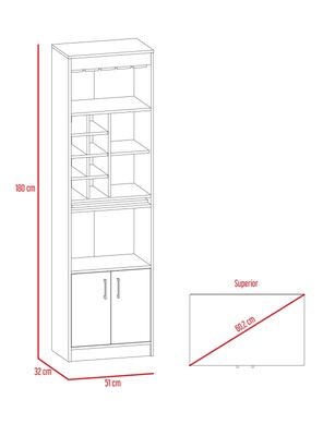 Imagen 2 del producto Bar Alto 2 Puertas Portacopas y Botelleros Syrah Wengue