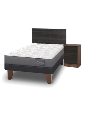 Cama Europea Anatomic 1.5 Plazas + Muebles Espresso