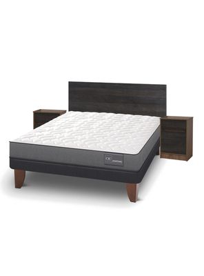 Cama Europea Anatomic 2 Plazas + Set Muebles Espresso