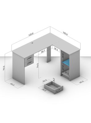 Imagen 2 del producto Escritorio Barcelona 1 Puerta y 2 Cajones