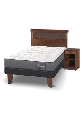 Cama Europea Anatomic 1.5 Plazas + Set Muebles Dublín Caramel