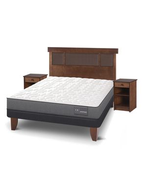 Cama Europea Anatomic 2 Plazas + Set Muebles Dublín Caramelo