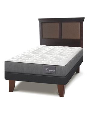 Cama Europea Anatomic 1.5 Plazas + Respaldo Torino Chocolate