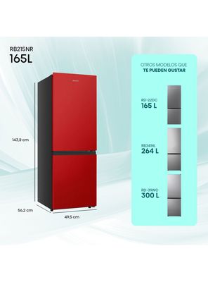 Imagen 2 del producto Refrigerador Bottom Freezer Frío Directo 165 Litros RB215NR Rojo