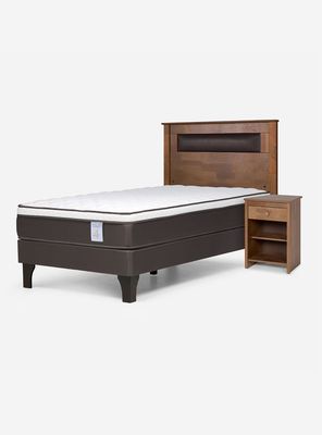 Cama Europea New Style 4 Plus 1.5 Plazas + Set Mueble Ferrara