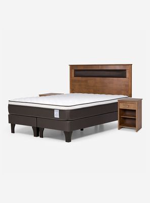 Cama Europea New Style 4 Plus 2 Plazas Base Dividida + Set Mueble Ferrara