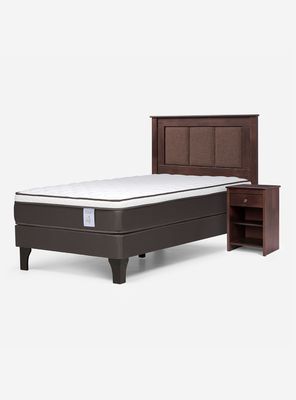 Cama Europea New Style 4 Plus 1.5 Plazas + Set Mueble Rachel