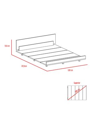 Imagen 2 del producto Base de Cama 2 Plazas + 2 Veladores Kaia Wengue-Miel