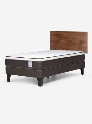 Cama Europea New Style 4 Plus 1.5 Plazas + Respaldo Tabor Café