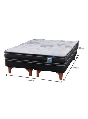 Imagen 2 del producto Cama Europea Seven Plus 2 Plazas Base Dividida + Respaldo Royal Negro + Velador Rock