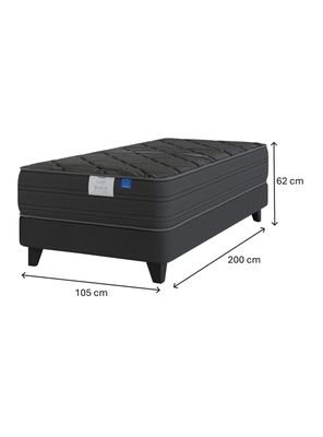 Imagen 2 del producto Cama Europea 1.5 Plazas Black Base Normal Gris Respaldo + Velador