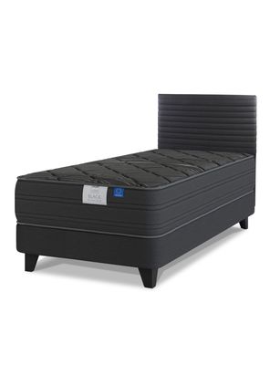 Cama Europea 1.5 Plazas Black Base Normal Respaldo