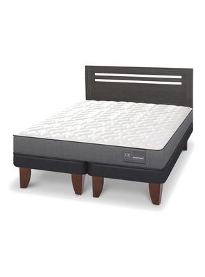 Cama Europea Anatomic Base Dividida 2 Plazas + Respaldo Munich Gris