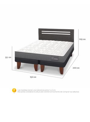Imagen 2 del producto Cama Europea Anatomic Base Dividida 2 Plazas + Respaldo Munich Gris