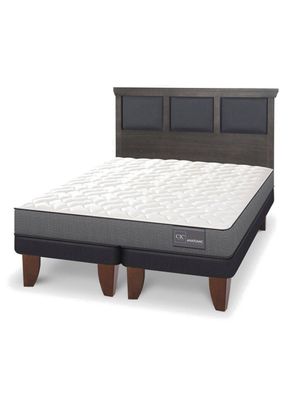 Cama Europea Anatomic Base Dividida 2 Plazas + Respaldo Torino Gris