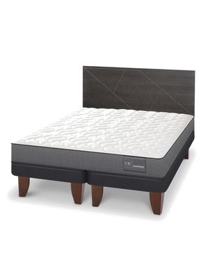 Cama Europea Anatomic Base Dividida 2 Plazas + Respaldo Villarrica Gris